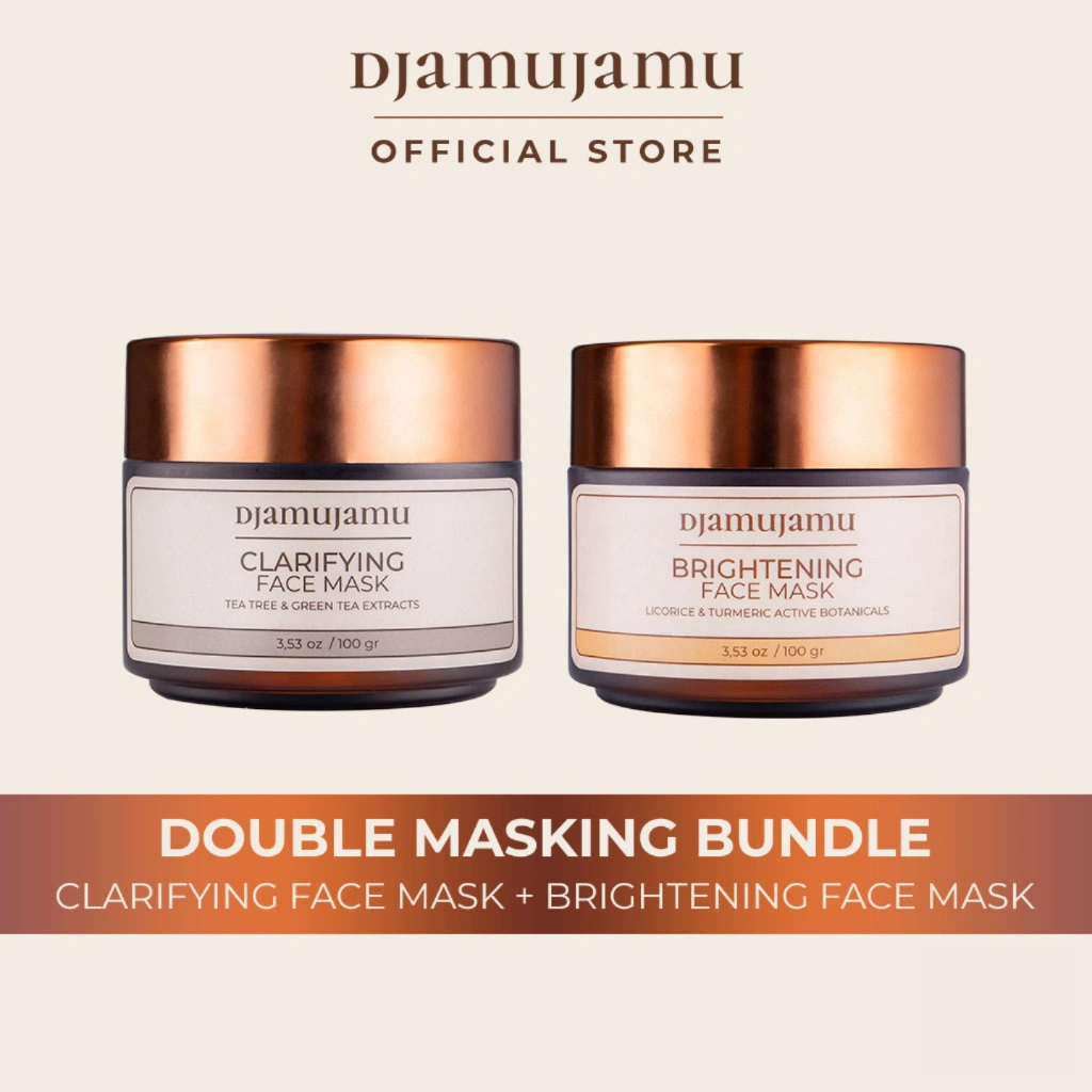 DJAMUJAMU BOTANICALS Double Masking Bundle – Brightening Face Mask 100gr + Clarifying Face Mask 100gr