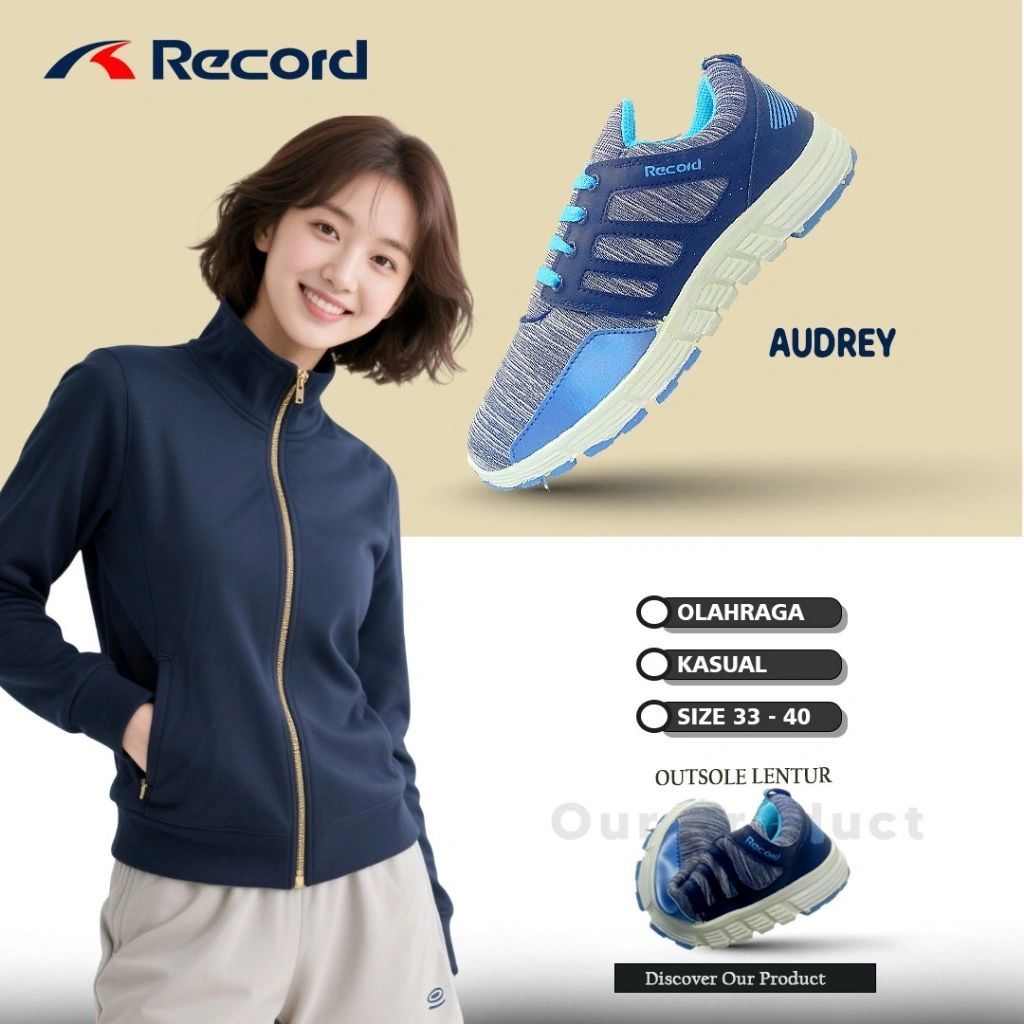 [RECORD SHOES] AUDREY Sneakers Olahraga Perempuan Sepatu Senam, Gym, Outbond, Casual POUNDFIT  37-40