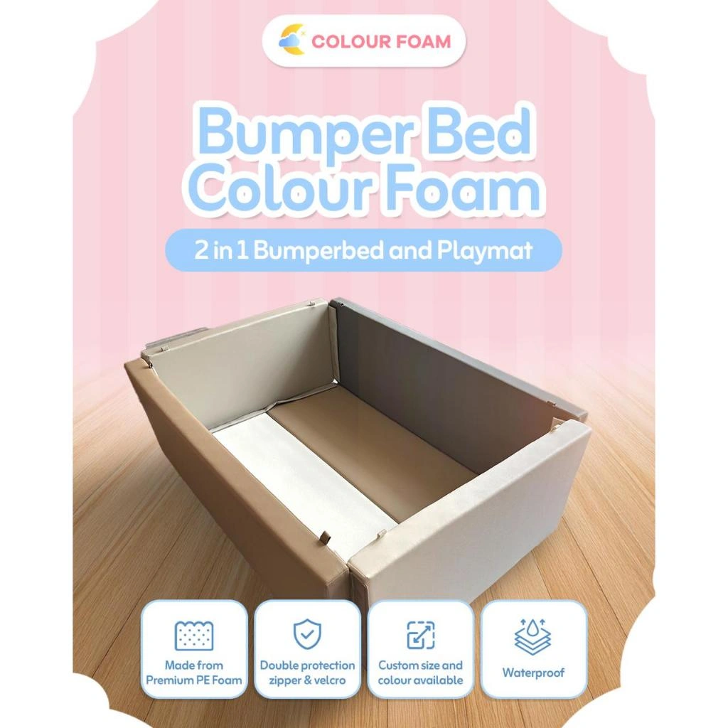 Bumper Bed Playmat 2 in 1 - Colour Foam - Tempat Tidur Anak - Box Bayi - Pagar Bayi