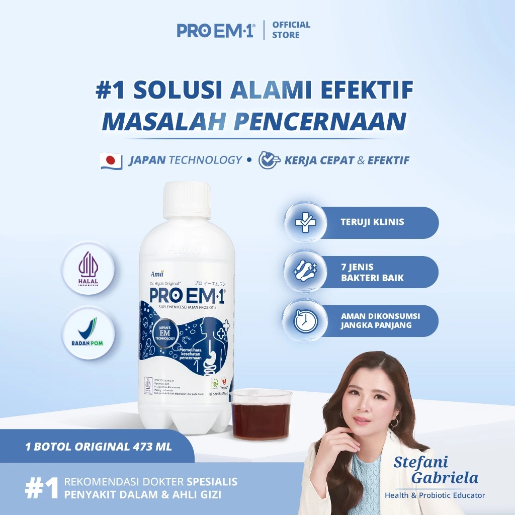 PRO EM1 Original 473ml | Suplemen Probiotik | Anak Dewasa Lansia Bebas Gula | Bakteri baik Untuk Pencerenaan | Imun | Maag | Gerd | Usus | Sembelit