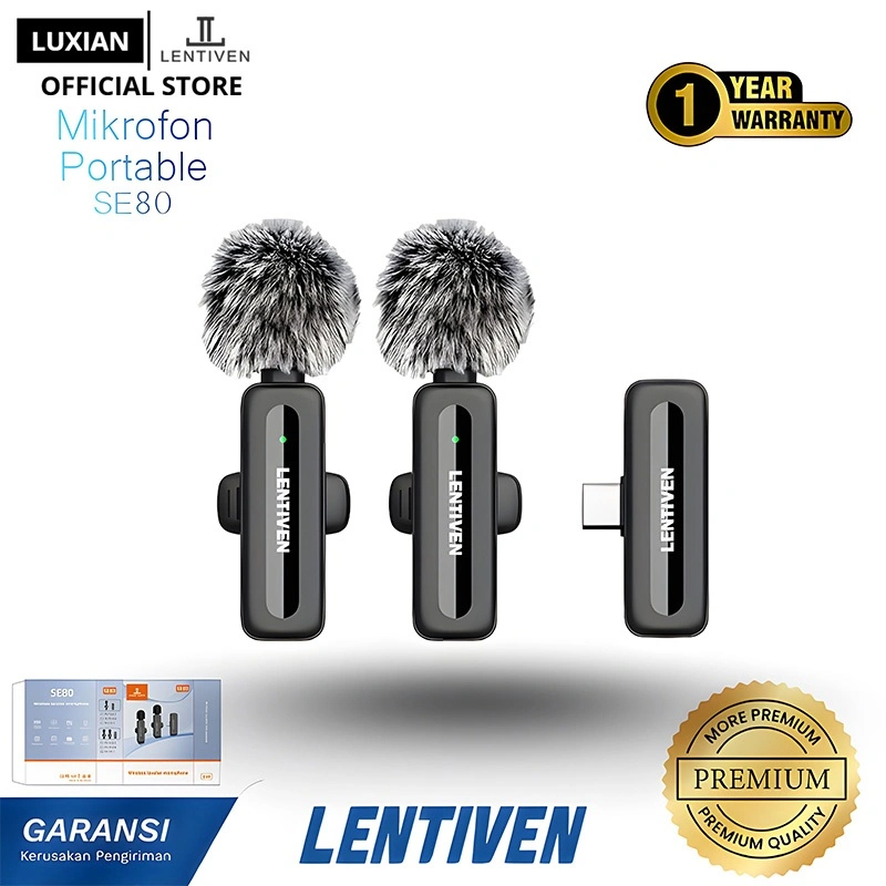 HZSUM LENTIVEN Wireless Microphone Mic Wireless Clip On Microphone Mikrofon Lavalier HP Plug & Play SE80