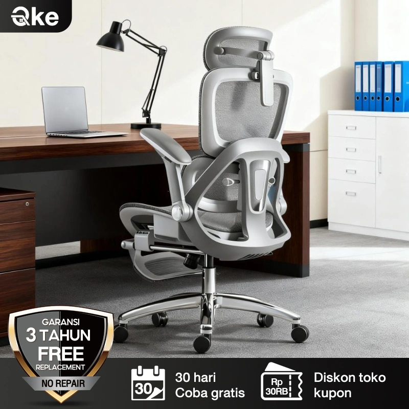 "Dukungan pinggang 3D" Kursi Kerja Kantor Ergonomic Kursi gaming Pegangan tangan bisa dinaikkan