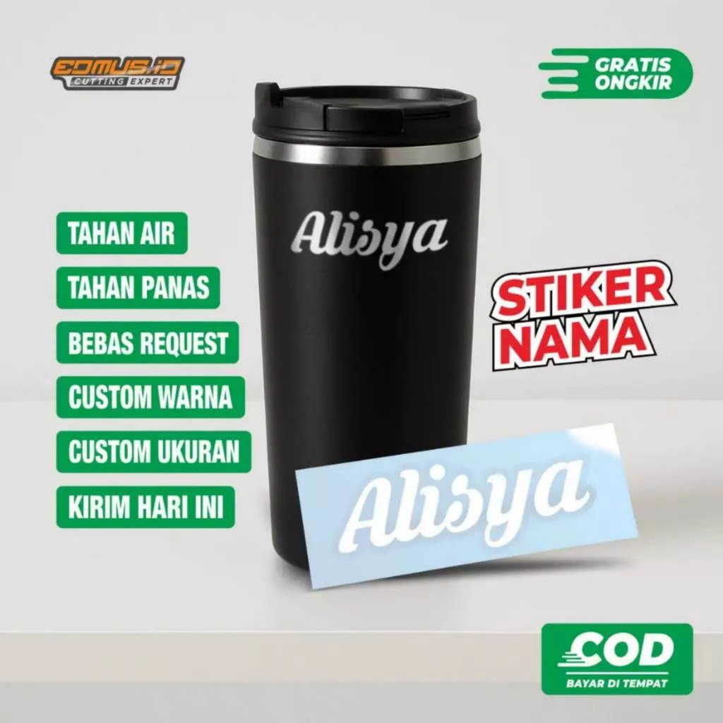 Cutting Stiker Custom Nama dan Tulisan Bebas | Bahan Oracal Premium, Anti Air, Tahan Panas dan Awet