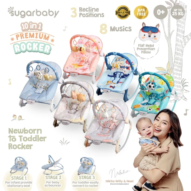 PROMO Bouncer Sugar Baby 10 in 1 Premium Rocker kursi ayun bayi manual Makassar