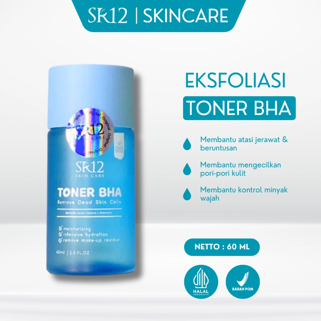 Toner BHA SR12 Expoliating Perawatan Wajah Berminyak Berjerawat dan Beruntusan