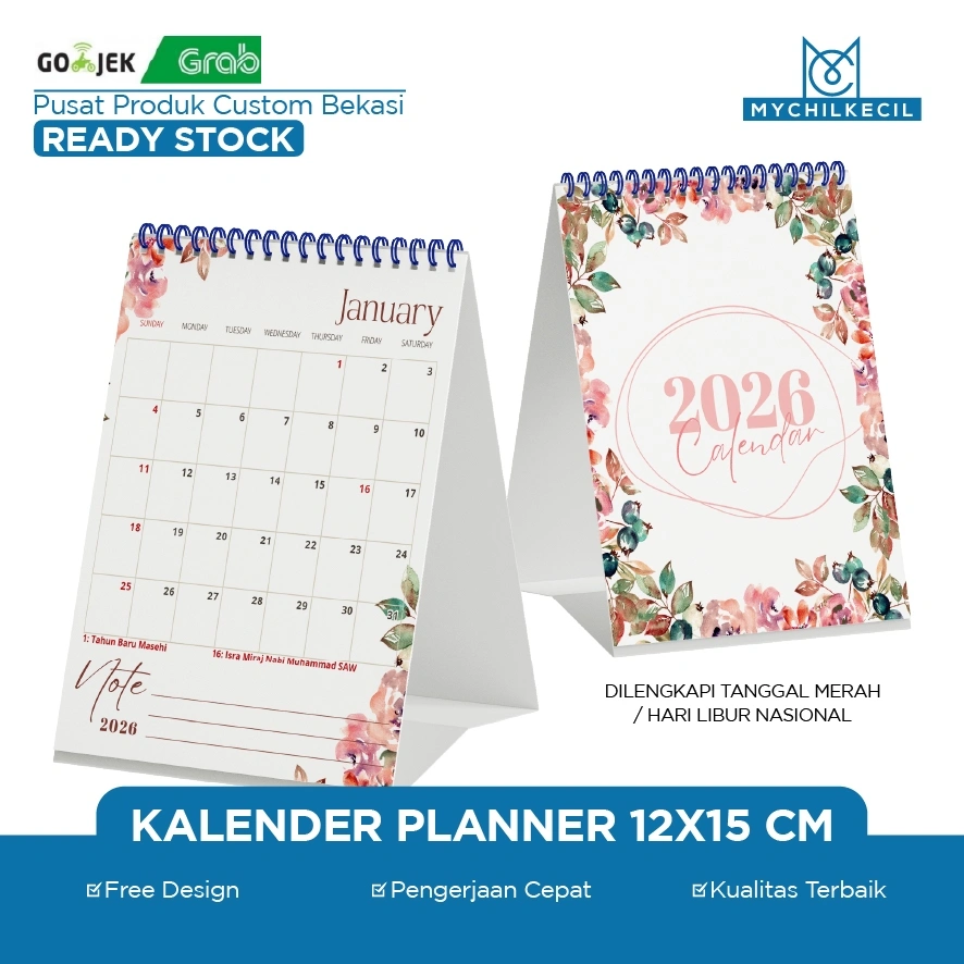 READY KALENDER PLANNER 12X15 CM 2026 / MONTHLY PLANNER / PLANNER CALENDAR / CALENDAR PLANNER / KALENDER TARGET / POTRAIT / MINI