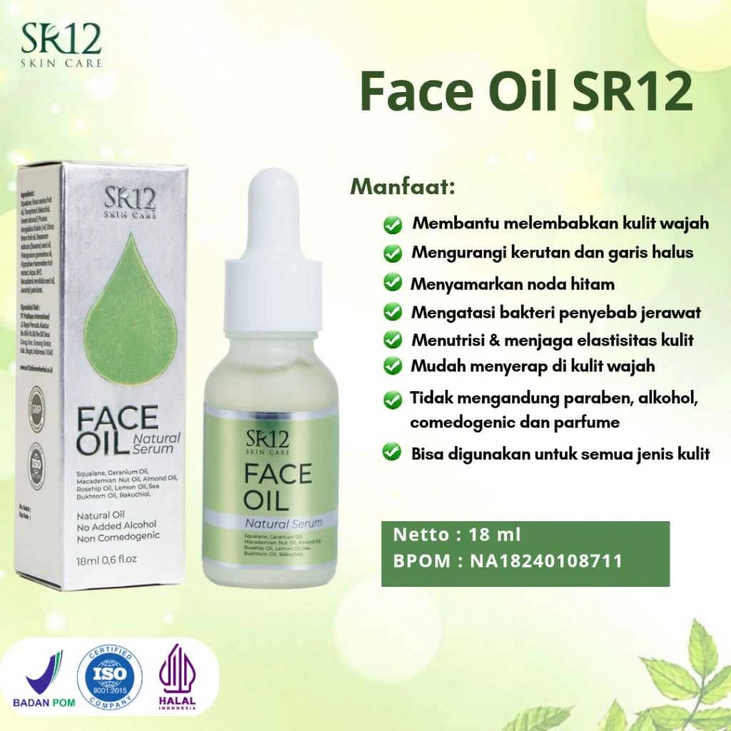 SR12 Face Oil Natural Serum 18ml Mencerahkan Wajah 4x Power Hydrating No Comedogenic Antioksidan