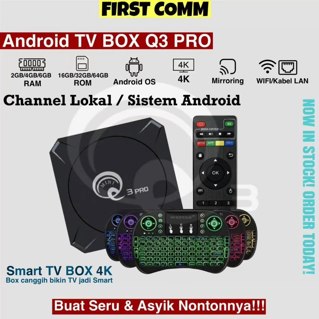 Android Set Top TV BOX Q3 PRO 5G RAM 2GB+16GB & 4GB+32GB & 6GB+64GB 4K Smart TV Box Q3 Pro 5G