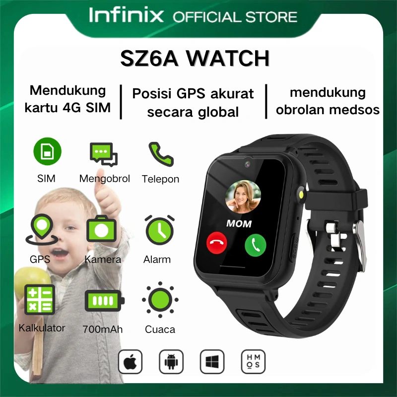【✨100% Original 12 bulan garansi】infinix smart Watch Z6 IP68 1.41inches smartwatch anak waterproof SOS jam tangan anak GPS watch phone HD camera Jam pintar SOS Senter Panggilan Jarak Jauh Digital LBS Smart Watch Kids Bluetooth 4G