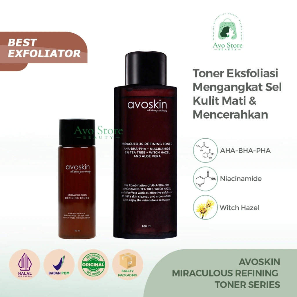 Avoskin Miraculous Refining Toner 100ml/20ml [AHA-BHA-PHA-PGA] Eksfoliasi Exfoliating