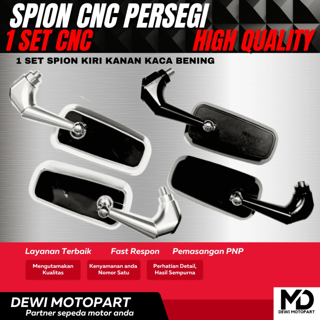 SPION CNC PERSEGI CIRCUIT SEPASANG KIRI KANAN UNIVERSAL KACA SPION BENING VARIO/PCX/BEAT/DLL