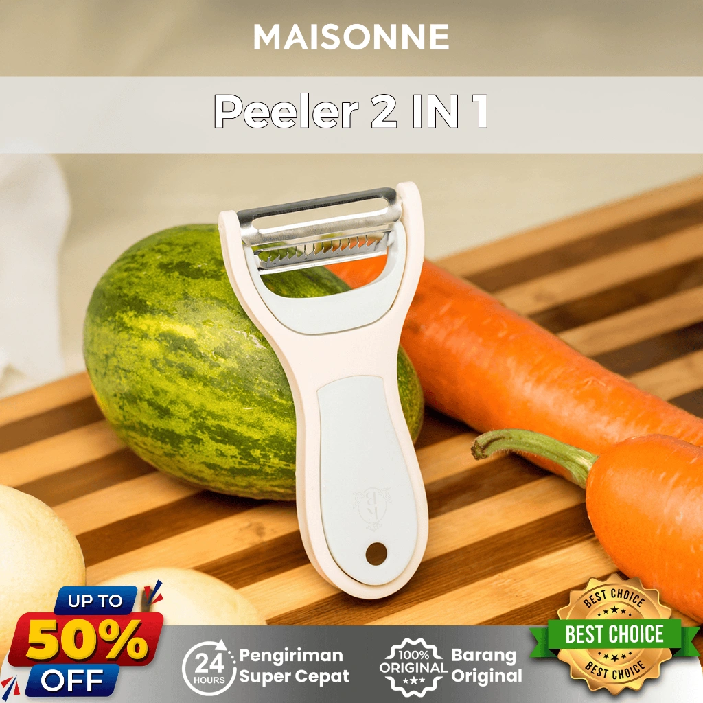 MAISONNE Peeler 2in1 Alat Pengupas Buah Sayur & Pisau Kecil Stainless Steel Dapur Serbaguna 15cm