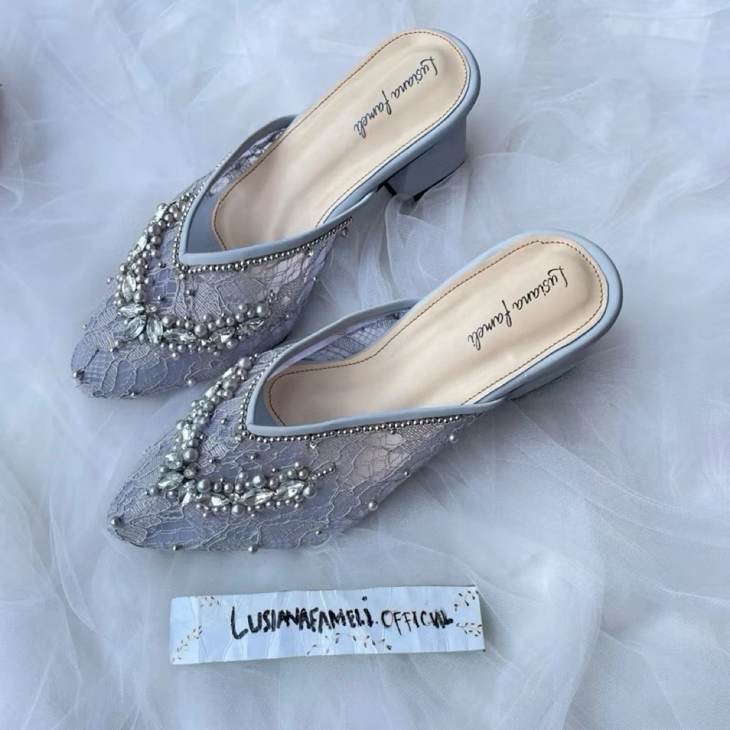 𝑱𝒊𝒔𝒐𝒐 𝒍𝒖𝒔𝒊𝒂𝒏𝒂 I Sepatu kondangan selop pengantin  Heels payet shoesh wedding acara formal kondangan lamaran size lengkap dan bisa custom warna cream