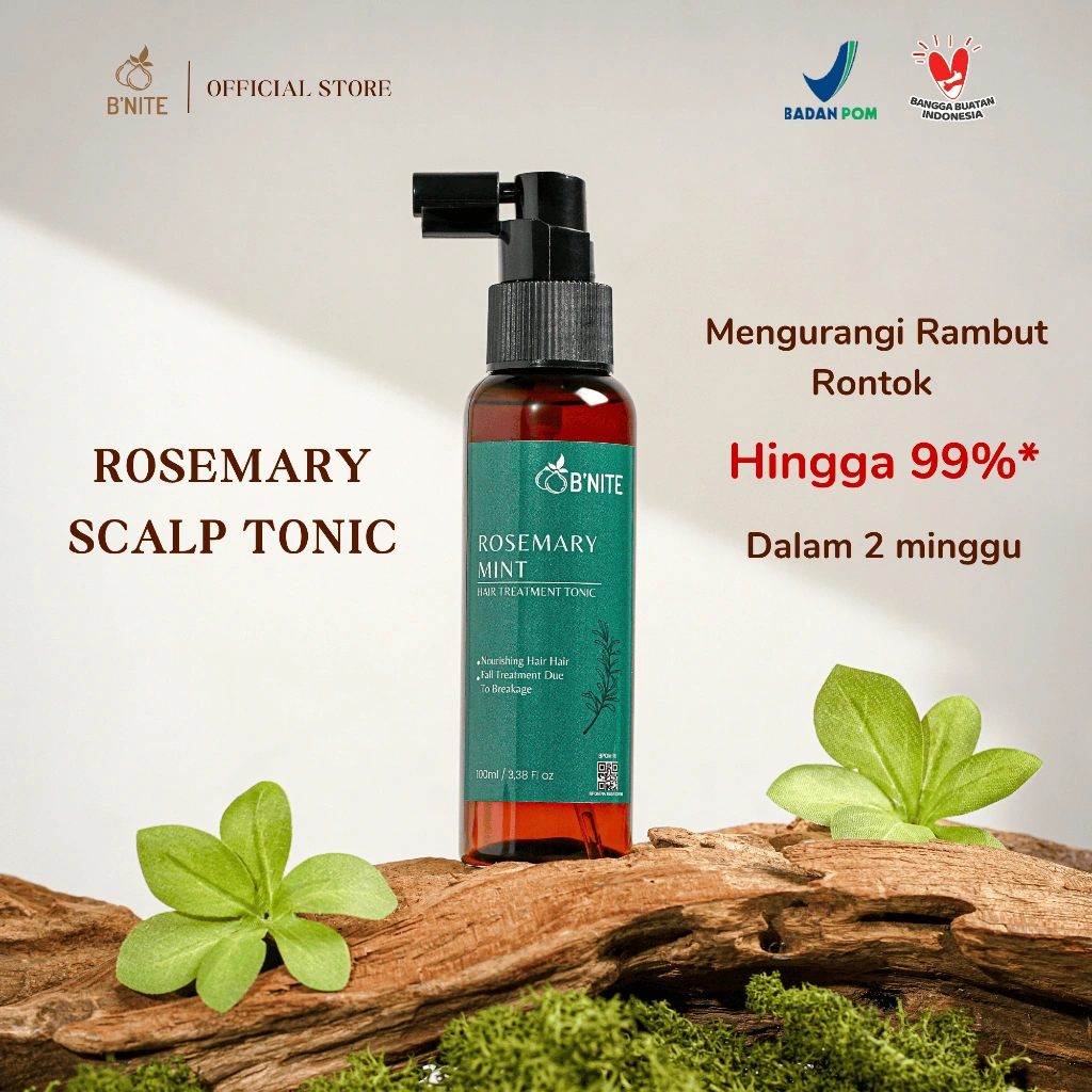 B'NITE Rosemary Mint Anti Hair Fall Scalp Tonic - Perawatan Rambut Rontok, Penumbuh Rambut