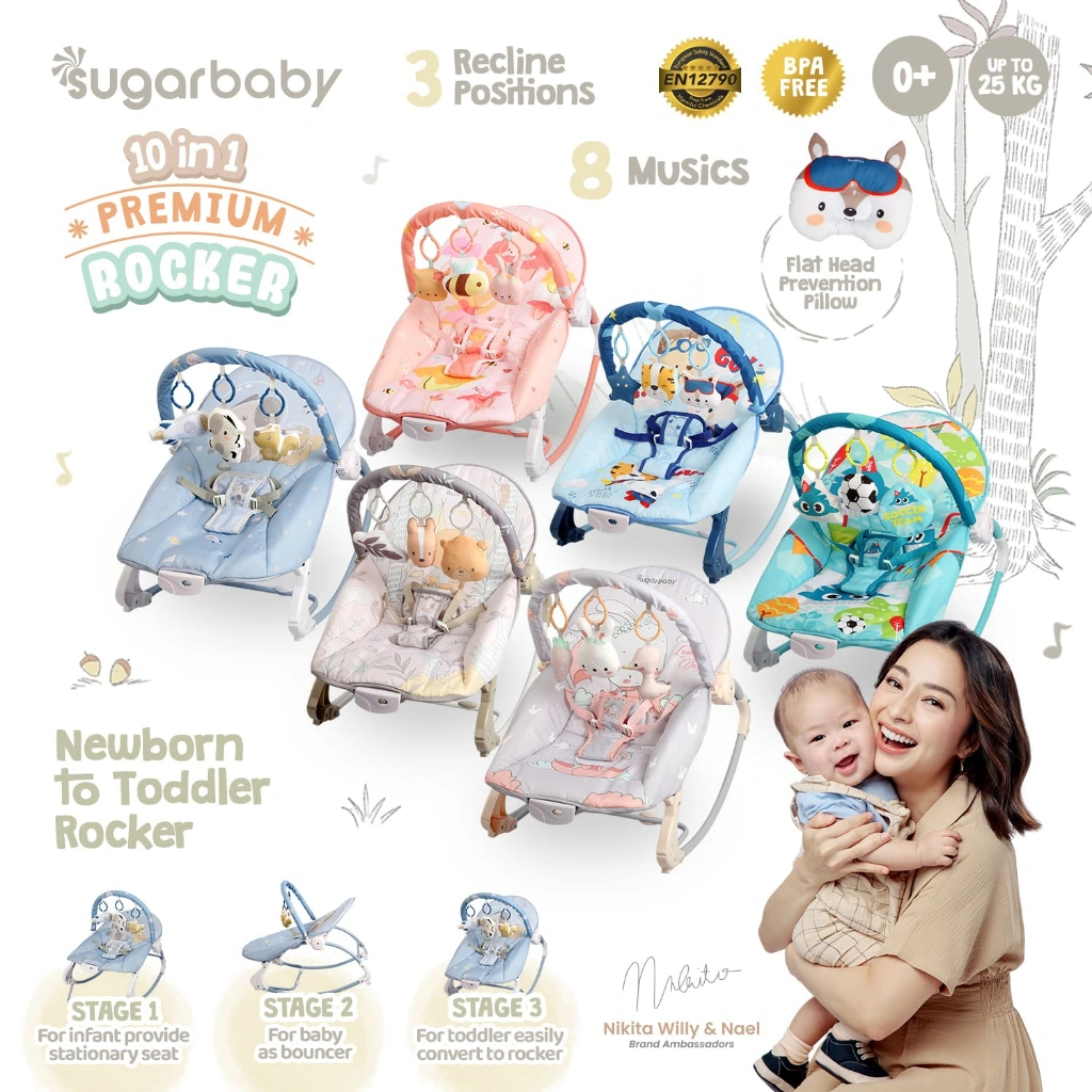 Sugarbaby 10in1 Premium Rocker/Ayunan Bayi/Bouncer Bayi/Kursi Goyang Manual Bayi/ Sugar baby