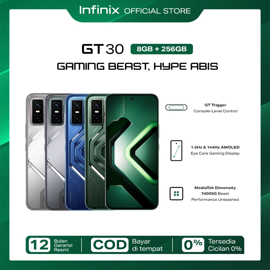 Infinix GT 30 5G 8/256GB - Up to 16GB Extended RAM - Dimensity 7400 5G - 6.78" Amoled+ 144Hz - 64MP - NFC