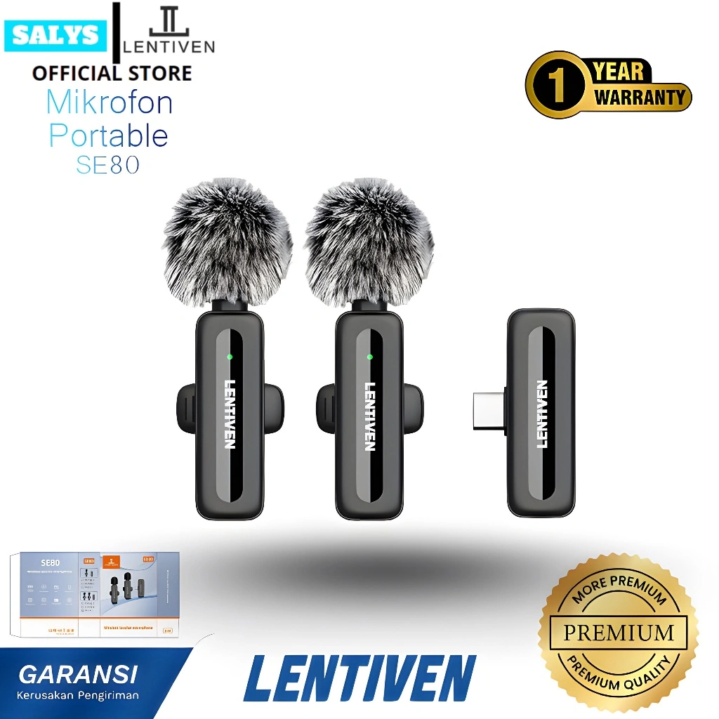 SALYS LENTIVEN Wireless Microphone Mic Wireless Clip On Microphone Mikrofon Lavalier HP Plug & Play SE80