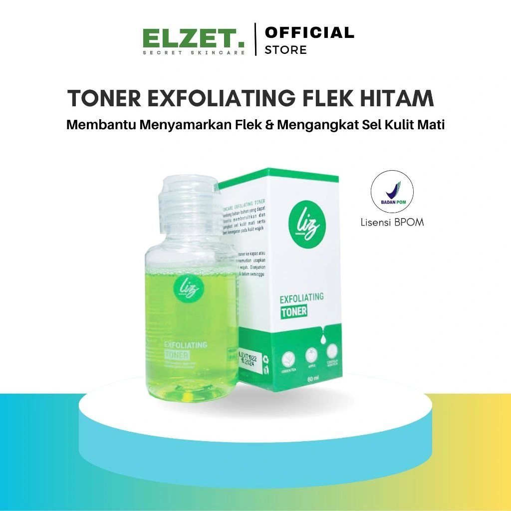 Elzet Skincare BPOM Toner Exfoliating Penghilang Bekas Jerawat Wajah Beruntusan Komedo Toner Glowing