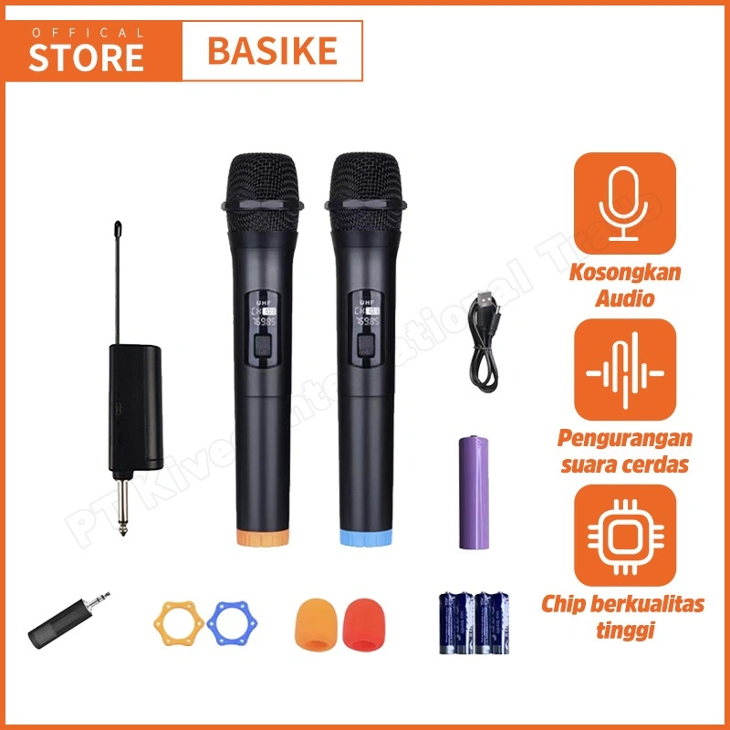 BASIKE Mic Wireless Karaoke Noise Reduction Microphone konten kreator for KTV Stage Live Podcast
