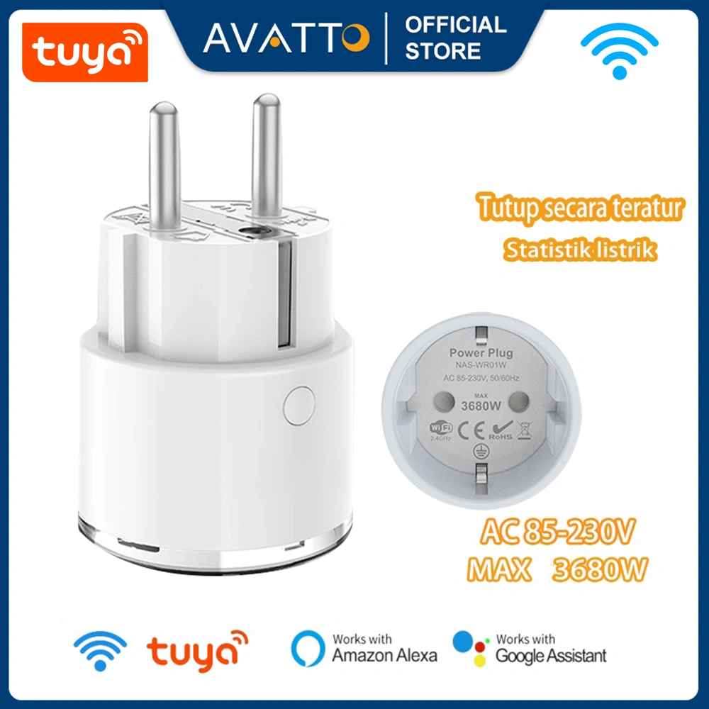 AVATTO Smart Plug Wifi Wireless Colokan Statistik listrik Over Steker Stop Kontak Portable PintarTimer Schedule