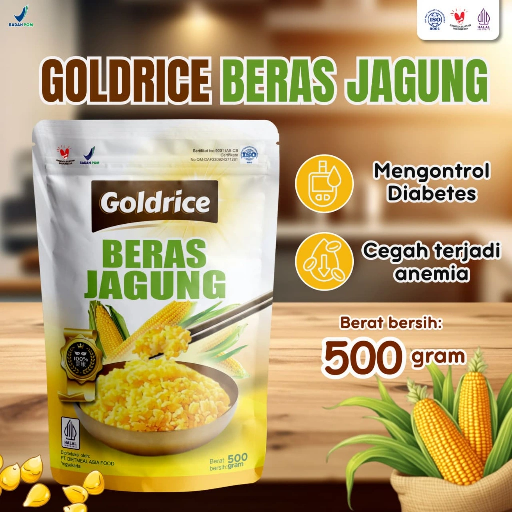 Beras Jagung Goldrice Asli Kemasan 500gram