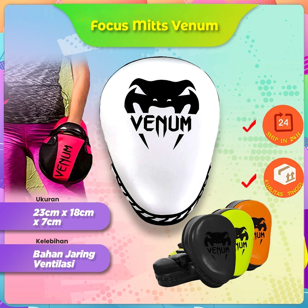 VENUM Focus Mitts Target Pad | Punch Pad Tinju Boxing Muay Thai MMA Kickboxing | Alat Latihan Pelindung Target Pukulan Bantalan