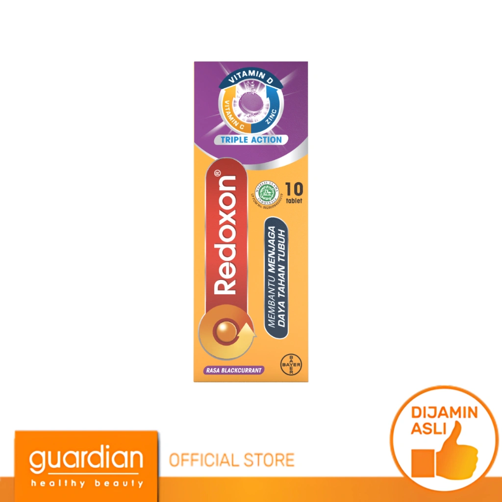 REDOXON Double Action Vitamin C + Zinc Rasa Blackcurrant 10 Tablet