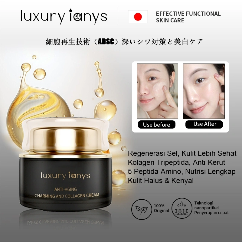 Luxury ianys Stem Cell Anti-Aging Collagen Cream 50g Anti Kerut Pencerah Hidrasi Mengecilkan Flek Garis Halus