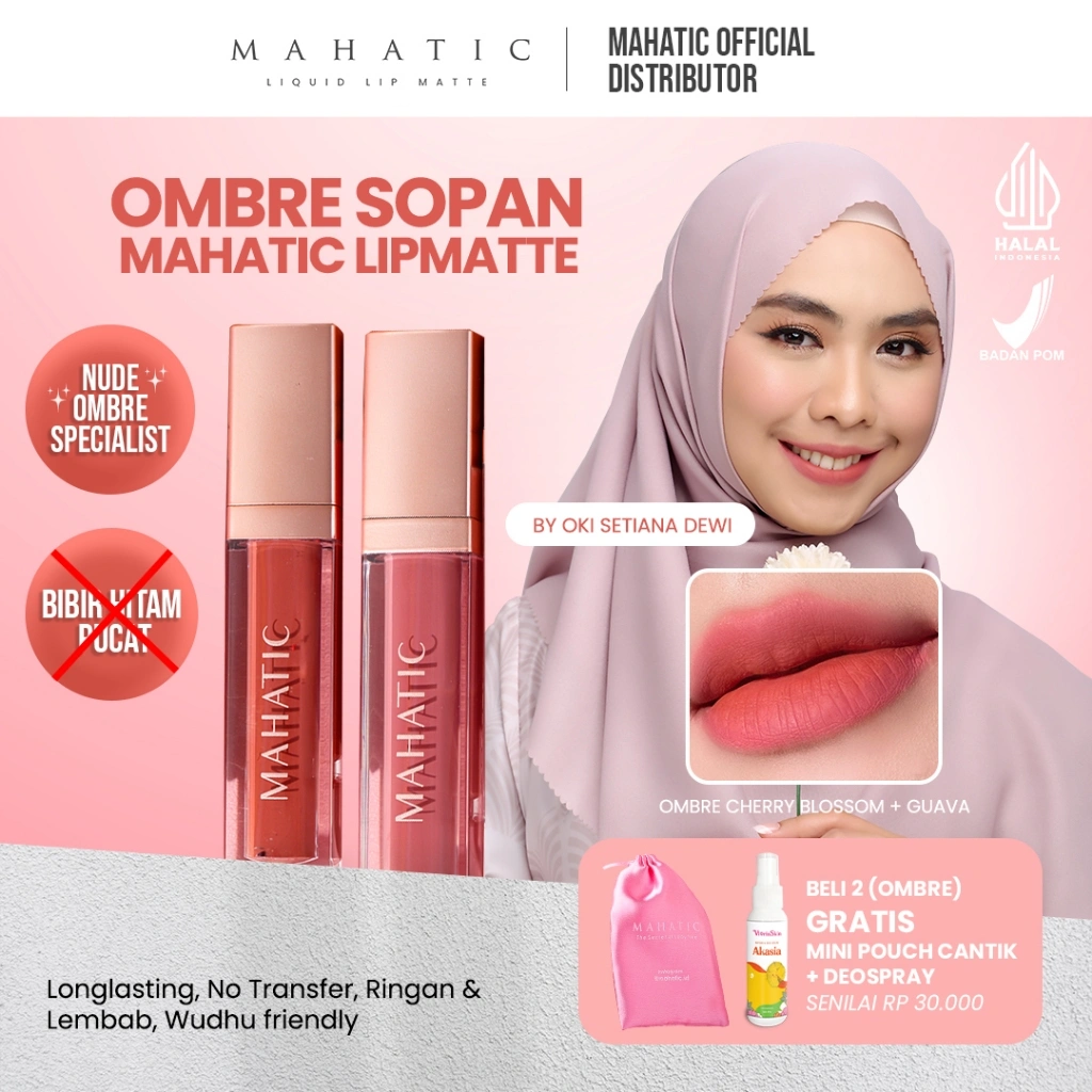 MAHATIC Lipmatte Ombre CherryBlossom 04 & Guava 02 by Oki Setiana Dewi