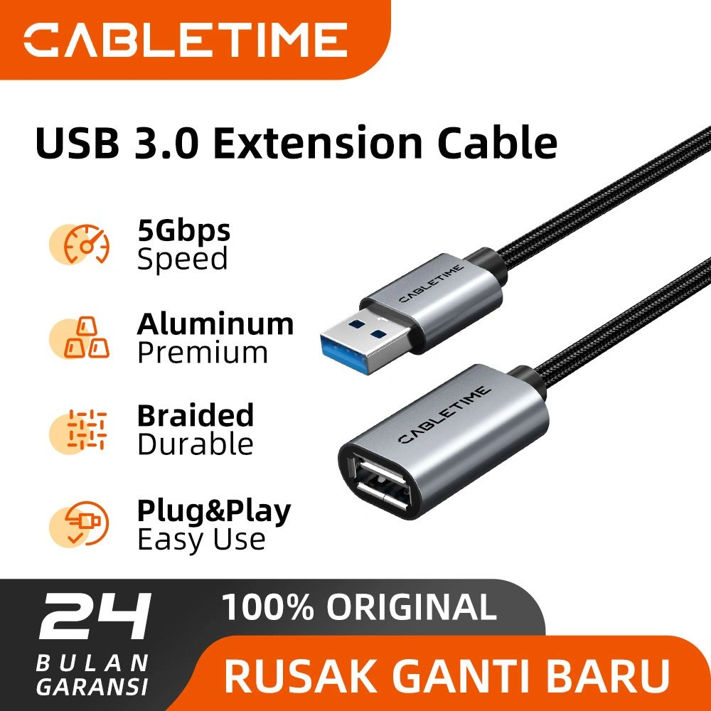 CABLETIME Kabel USB Extension 3.0 High Speed Data Transfer
