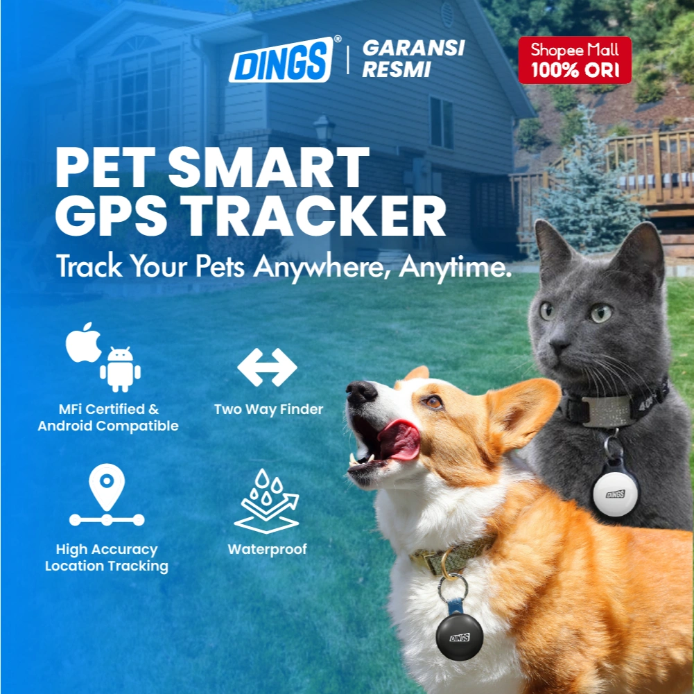 DINGS Smart Pet GPS Tracker Hewan Peliharaan – Smart Pelacak Hewan Peliharaan Anti Hilang