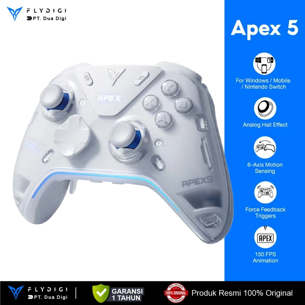 FLYDIGI Apex 5 Wireless PC Controller Adaptive Trigger Forceflex Joystick 2.0 Force Feedback Trigger