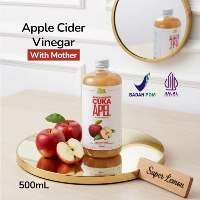 [BPOM] 500ml Cuka Apel With The Mother Pure Apple Cider Vinegar Untuk Diet 100% organic by Super Lemon