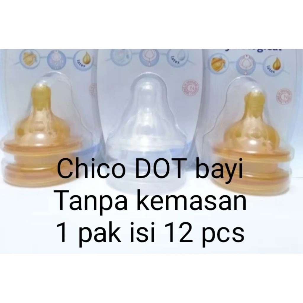 PAKET HEMAT ISI 12 PCS DOT bayi Chicco Physiological Silicone Nipple 1 Pak isi 12 Pcs