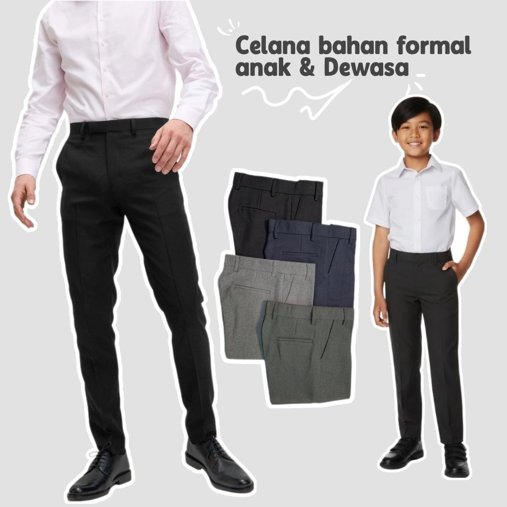 ACEVANT | Celana Bahan Formal Slim Fit Anak dan Dewasa