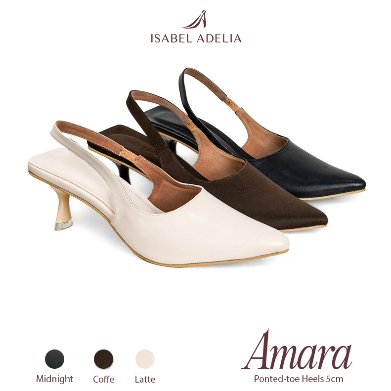 Isabel Adelia AMARA Mules Wanita Kitten Heels 5 cm Sepatu Kerja Kondangan Wisuda Elegan