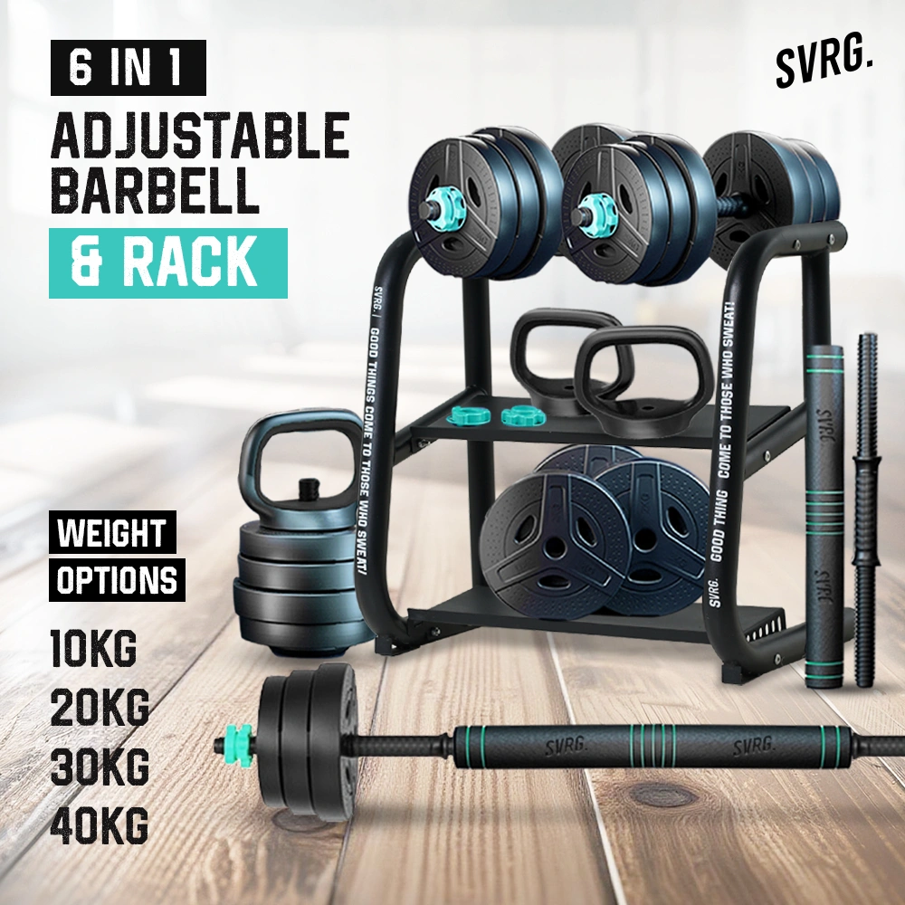 Svarga Adjustable Barbell 6 in 1 - Dumbbell - Kettlebell - Barbel 10kg