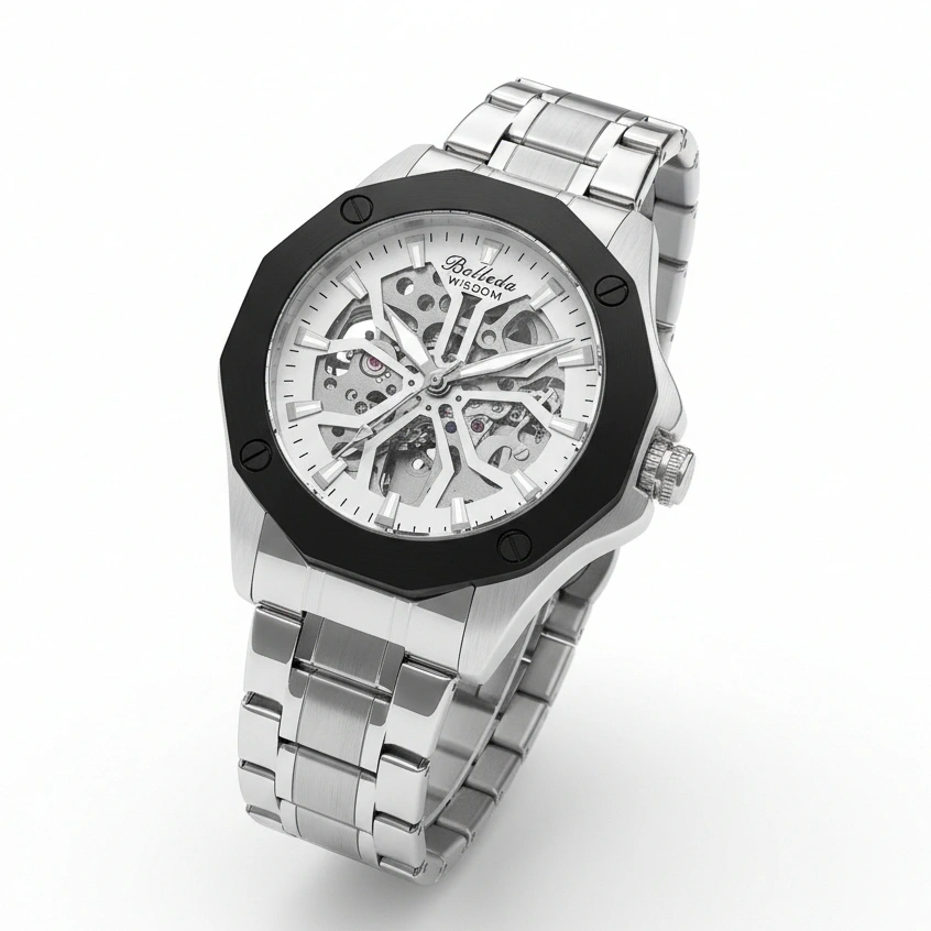 Jam Tangan Pria Belleda 9606 Stainless Steel Automatic Luxury Watches Anti Air 50 Meter Original