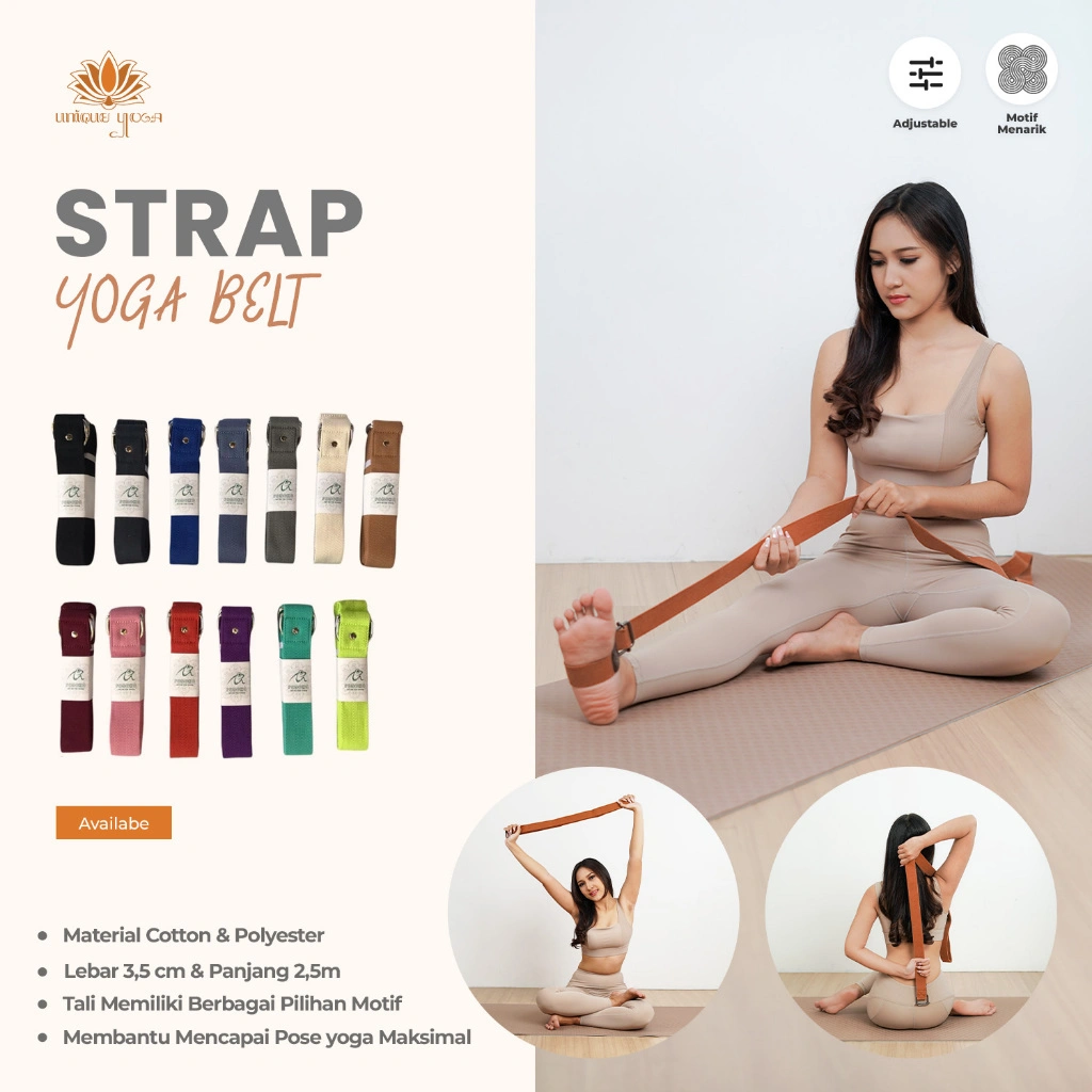Strap Yoga Premium Polos / Strap Yoga Motif / Belt Yoga Motif / Belt Besi Yoga / Dring Yoga Belt / Belt Yoga Murah / Strap Yoga Belt Yoga Murah / Sabuk Yoga / Yoga Strap