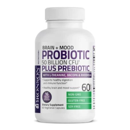 Bronson Brain + Mood Probiotic 50 Billion CFU Plus Prebiotic 60 Veg Caps