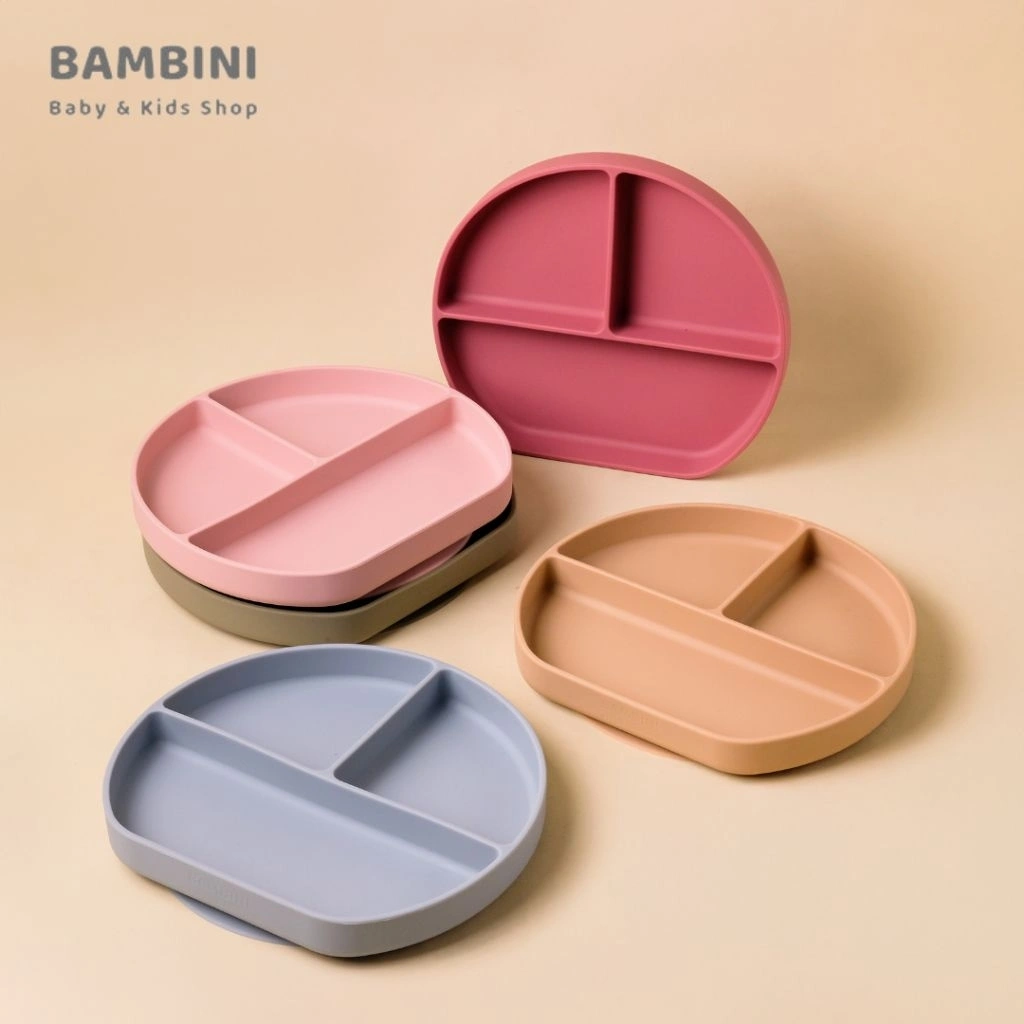 Bambini - Premium Silicone Suction Plate | Piring Makan MPASI Anak | Piring Silikon