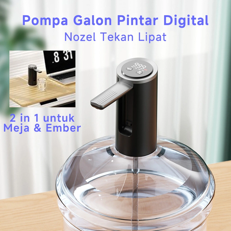 Kokohfit Pompa Galon Elektrik Meja & Ember Digital Cerdas 4Mode Dispenser , Bahan Food Grade Anti Bakteri, Anti Bocor/Tetes, 1200mah - USB Type-C , Operasi Sunyi , Garansi 1 Tahun
