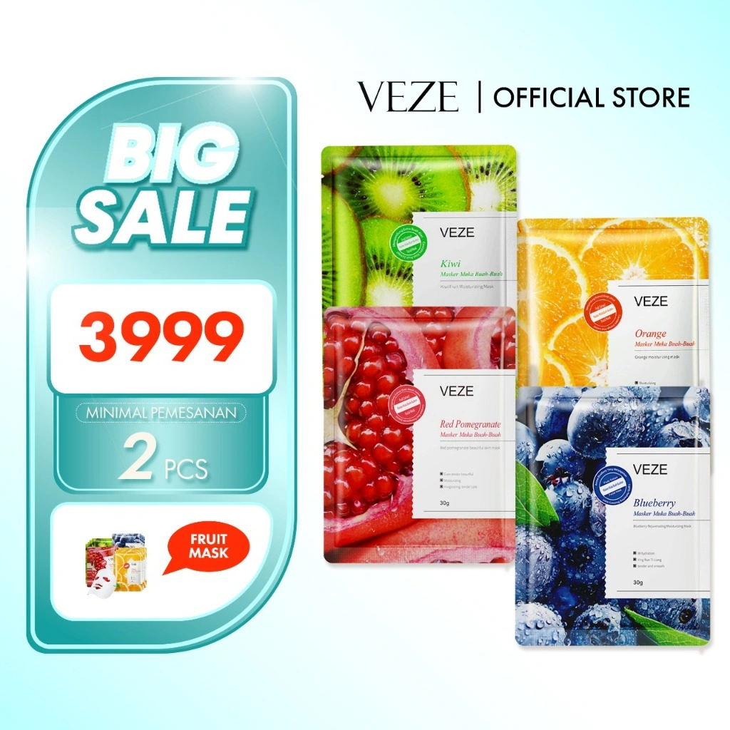[BPOM] - VEZE Fruit Mask Masker Wajah Natural Sheet Mask Treatment Wajah 30g