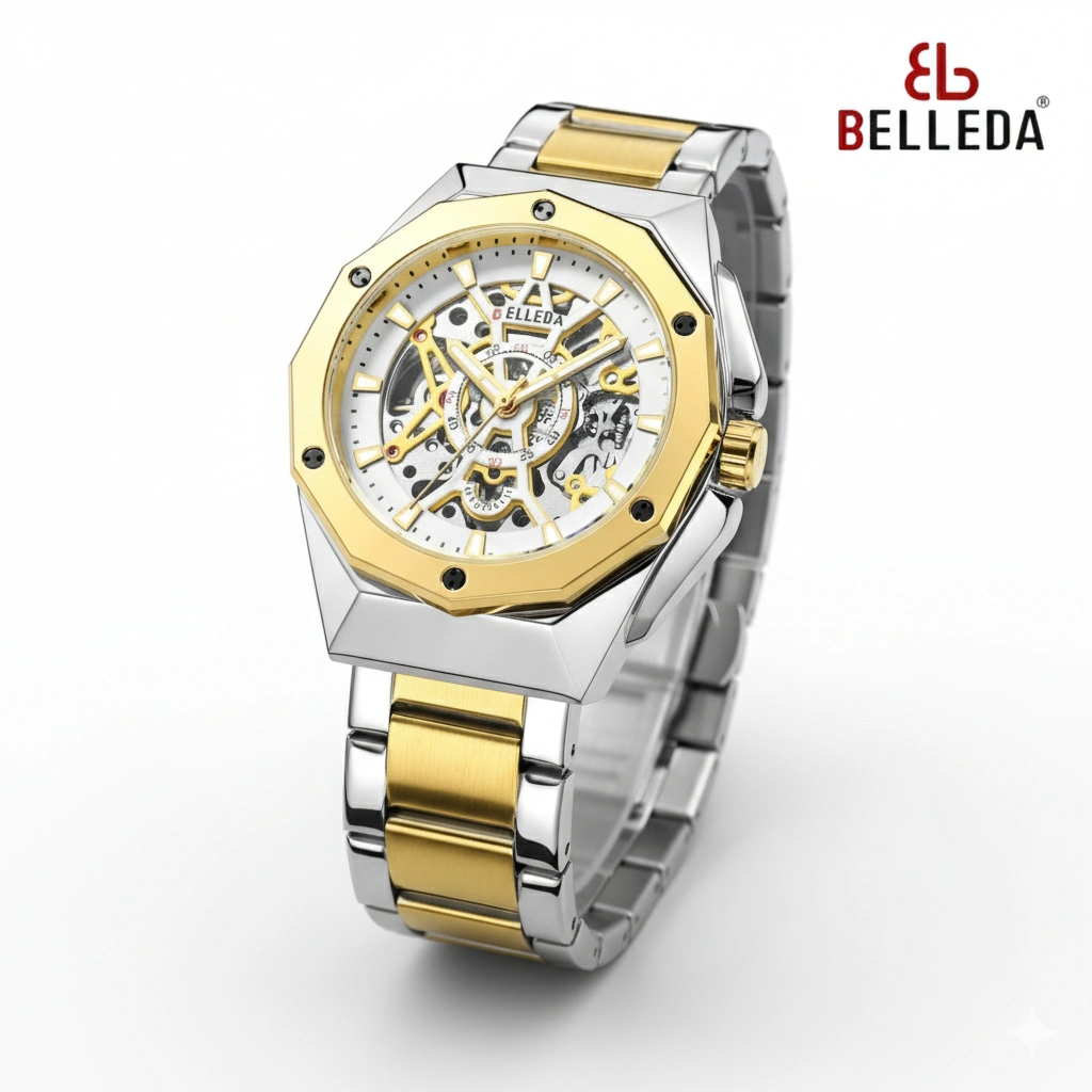 Jam Tangan Pria Belleda 9476 Otomatis Rantai Stainless steel Luxury Anti Air Fashion Watch Original