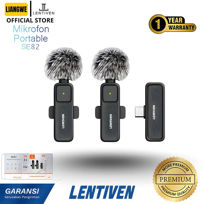 LIANGWE LENTIVEN Wireless Microphone Mic Wireless Clip On Microphone Mikrofon Lavalier HP Plug & Play SE82