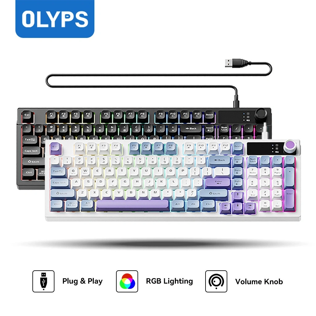 OLYPS Keyboard Gaming USB Kabel 98 Keys Keyboard Laptop RGB Light Mechanical Feeling for PC Laptop