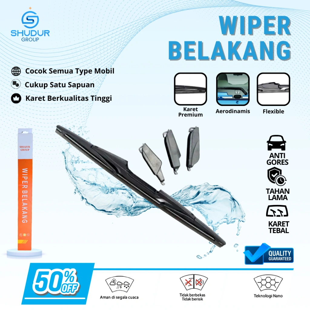 Wiper Belakang Mobil Universal Semua Jenis Mobil Free 3 Adaptor Pembersih Kaca