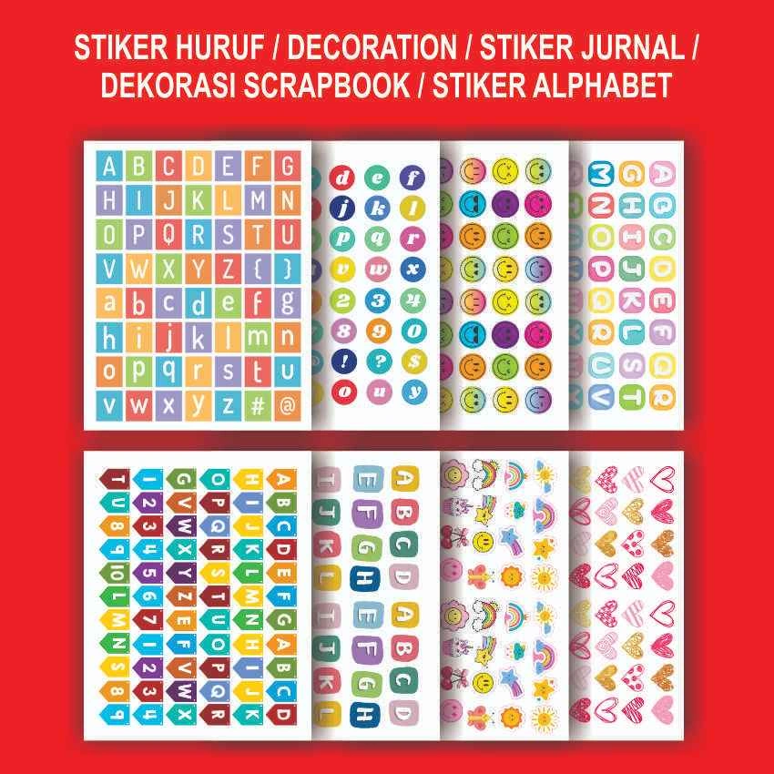 sticker huruf / sticker decoration / dekorasi scrapbook / stiker jurnal / stiker alphabet