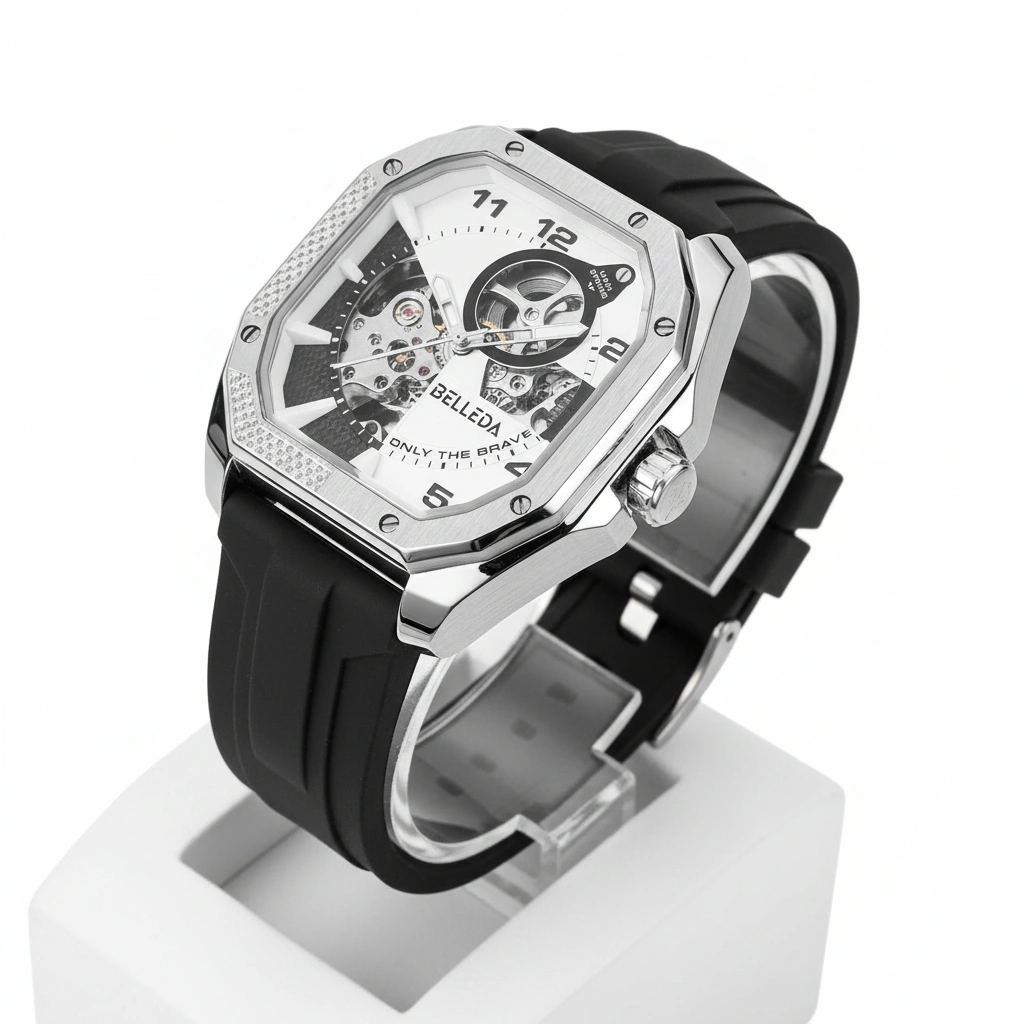 Jam Tangan Pria Belleda 9528 Automatic Rubber Strap Anti Air 30 Meter Luxury Watches Populer