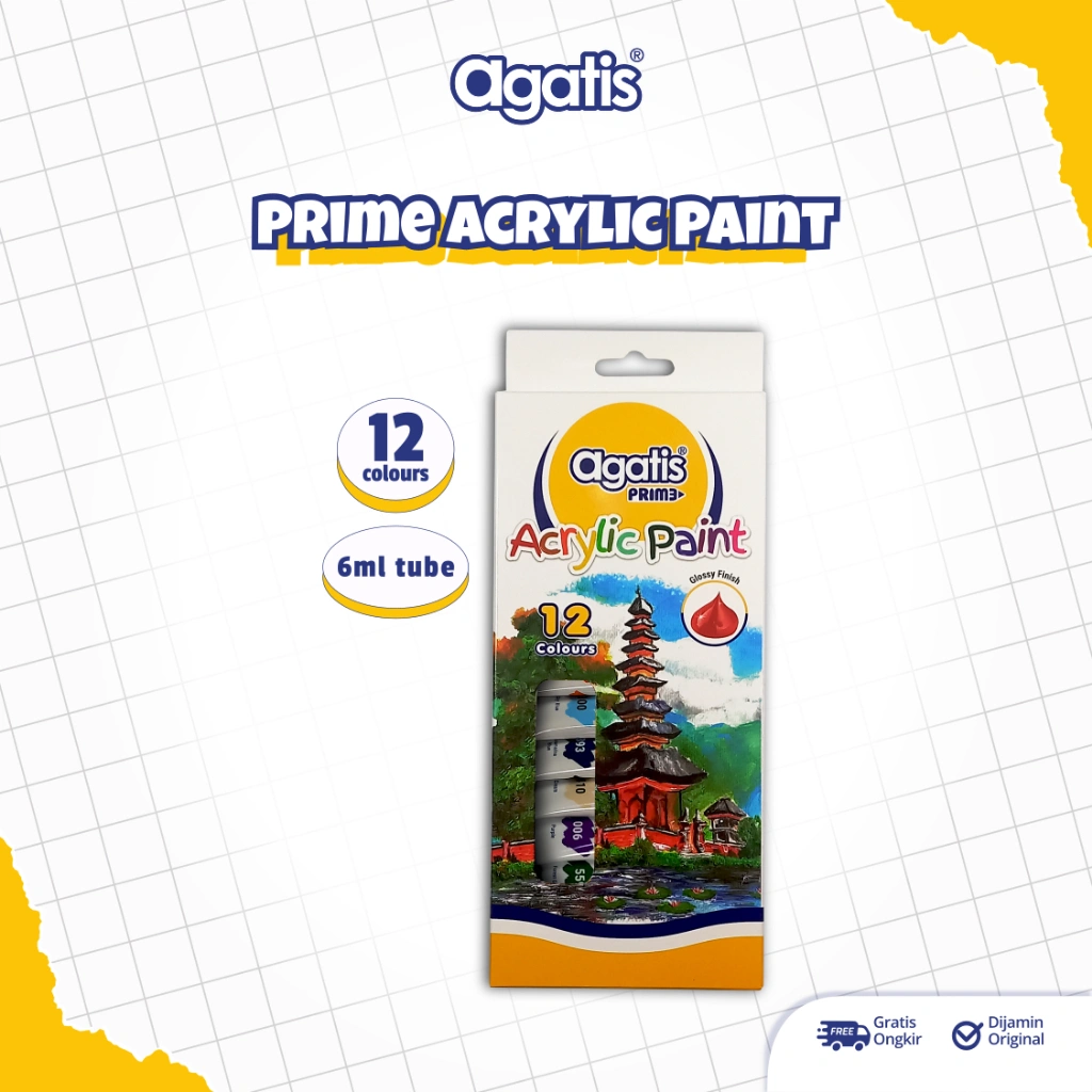 AGATIS - Prime Acrylic Paint Cat Akrilik 12/24/ Cat Lukis Anak Hasil cepat kering